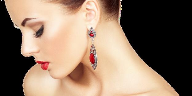 red and silver earrings