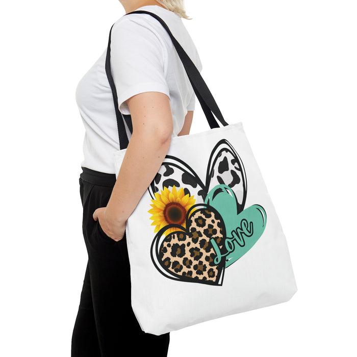 Triple Heart Tote Bag only at Bling & Bloom's Boutique | Cow Print Hea Tote Bags & Cosmetic Bags Bling & Bloom's Boutique This practical, high-quality Triple Heart Tote Bag is available in three sizes. All-over print provides comfort with style at the beach or out of town. Made from rel