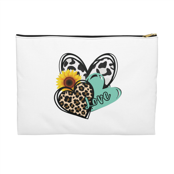 Triple Heart Cosmetic Bag only at Bling & Bloom's Boutique | Cheetah H Tote Bags & Cosmetic Bags Bling & Bloom's Boutique Our flat pouches vary from small to large and can be used for pretty much anything. They make excellent pencil cases and cosmetic travel bags. They are constructed f