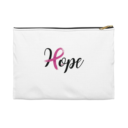 Breast Cancer ~ Hope Cosmetic Bag only at Bling & Bloom's Boutique | P Tote Bags & Cosmetic Bags Bling & Bloom's Boutique Our Hope Breast Cancer Cosmetic Bags vary from small to large. They are flat and can be used for pretty much anything. They make excellent accessory cases and cosmet