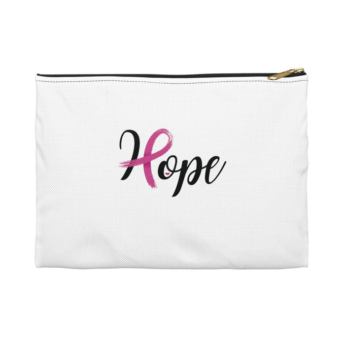 Breast Cancer ~ Hope Cosmetic Bag only at Bling & Bloom's Boutique | P Tote Bags & Cosmetic Bags Bling & Bloom's Boutique Our Hope Breast Cancer Cosmetic Bags vary from small to large. They are flat and can be used for pretty much anything. They make excellent accessory cases and cosmet