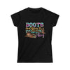 Boot's & Bling Cowgirl T-Shirt only at Bling & Bloom's Boutique | Wome Short Sleeve & Long Sleeve T-Shirt Bling & Bloom's Boutique The Boot's &amp; Bling Cowgirl T-Shirt is a more feminine take on the classic tee. The sleeves are shortened to reveal some shoulder. The fabric is 100% ringspun cot