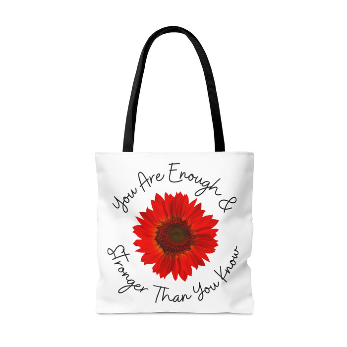 You Are Enough Tote Bag | Women's Inspirational Shoulder Bag | Stronge Bags Bling & Bloom's Boutique This practical, high-quality Inspirational You Are Enough Tote Bag is available in three sizes. All-over print provides comfort with style at the beach or out of tow