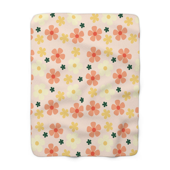 Peach Floral Throw Blanket at Bling & Bloom's Boutique | Sherpa Fleece Flower Cozy Blanket