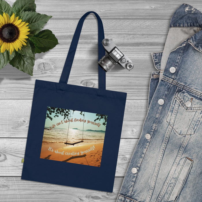 Creating Yourself Tote Bag only at Bling & Bloom's Boutique | Life Cot Tote Bags Bling & Bloom's Boutique Creating Yourself Tote Bag. Made with highly durable, 100% organic cotton canvas that is OCS-certified by Control Union CU811033, this Inspirational Tote Bag looks a