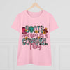 Boot's & Bling Cowgirl Women's T-Shirt only at Bling & Bloom's Boutiqu Short Sleeve & Long Sleeve T-Shirt Bling & Bloom's Boutique What’s better than a soft, light cotton, quality t-shirt in your wardrobe? This comfy, contoured 100% cotton Boot's &amp; Bling Cowgirl T-Shirt offers a semi-fitted 