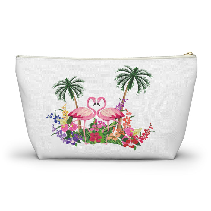 Pink Flamingo Accessory Pouch w T-bottom Bags Bling & Bloom's Boutique Our Pink Flamingo t-bottom pouches can be used for pretty much anything. They make excellent pencil cases and cosmetic travel bags. They are constructed from a durab