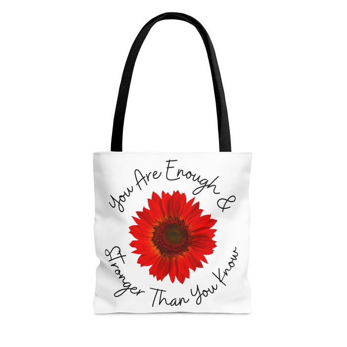 You Are Enough Tote Bag | Women's Inspirational Shoulder Bag | Stronge Bags Bling & Bloom's Boutique This practical, high-quality Inspirational You Are Enough Tote Bag is available in three sizes. All-over print provides comfort with style at the beach or out of tow