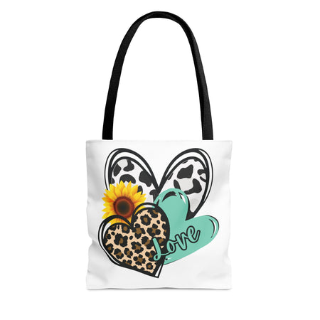 Triple Heart Tote Bag only at Bling & Bloom's Boutique | Cow Print Hea Tote Bags & Cosmetic Bags Bling & Bloom's Boutique This practical, high-quality Triple Heart Tote Bag is available in three sizes. All-over print provides comfort with style at the beach or out of town. Made from rel