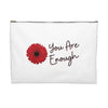 You Are Enough Cosmetic Bag only at Bling & Bloom's Boutique | Red Wil Tote Bags & Cosmetic Bags Bling & Bloom's Boutique Our You Are Enough Cosmetic Bags vary from small to large. These flat pouches can be used for pretty much anything. They make excellent accessory cases and cosmetic 