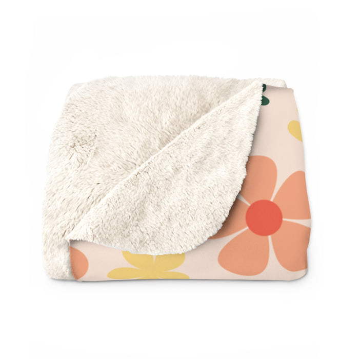 Peach Floral Throw Blanket at Bling & Bloom's Boutique | Sherpa Fleece Flower Cozy Blanket