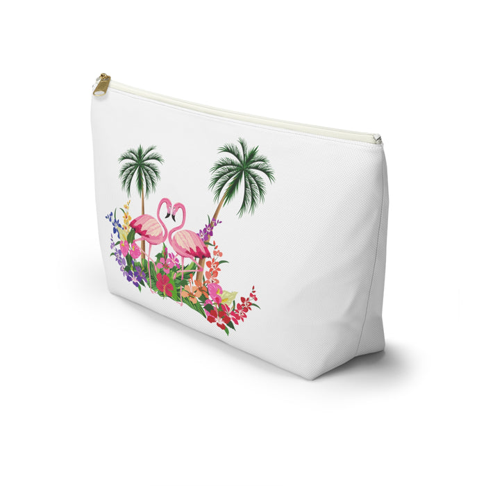 Pink Flamingo Accessory Pouch w T-bottom Bags Bling & Bloom's Boutique Our Pink Flamingo t-bottom pouches can be used for pretty much anything. They make excellent pencil cases and cosmetic travel bags. They are constructed from a durab