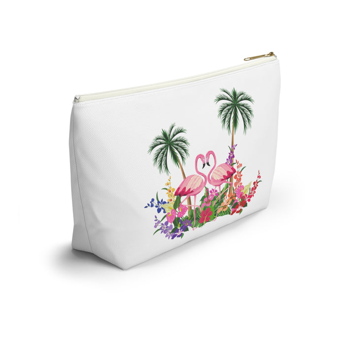 Pink Flamingo Accessory Pouch w T-bottom Bags Bling & Bloom's Boutique Our Pink Flamingo t-bottom pouches can be used for pretty much anything. They make excellent pencil cases and cosmetic travel bags. They are constructed from a durab