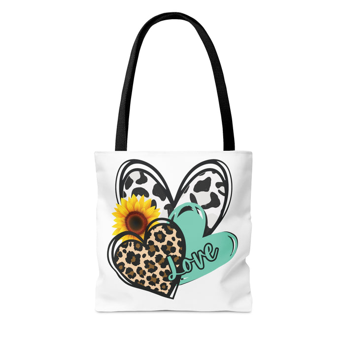 Triple Heart Tote Bag only at Bling & Bloom's Boutique | Cow Print Hea Tote Bags & Cosmetic Bags Bling & Bloom's Boutique This practical, high-quality Triple Heart Tote Bag is available in three sizes. All-over print provides comfort with style at the beach or out of town. Made from rel