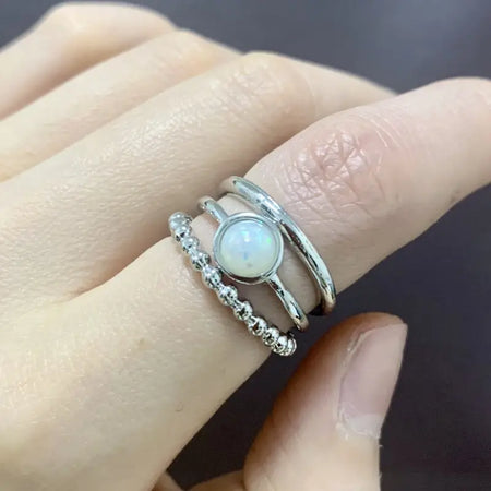 Boho Moonstar 3pc Ring at Bling & Bloom's Boutique, Stacked Rings