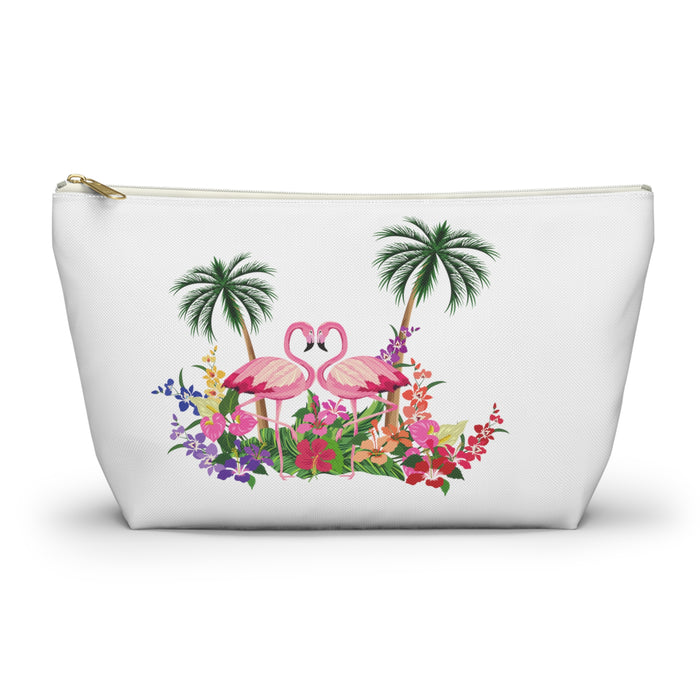 Pink Flamingo Accessory Pouch w T-bottom Bags Bling & Bloom's Boutique Our Pink Flamingo t-bottom pouches can be used for pretty much anything. They make excellent pencil cases and cosmetic travel bags. They are constructed from a durab