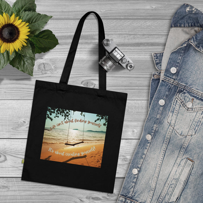 Creating Yourself Tote Bag only at Bling & Bloom's Boutique | Life Cot Tote Bags Bling & Bloom's Boutique Creating Yourself Tote Bag. Made with highly durable, 100% organic cotton canvas that is OCS-certified by Control Union CU811033, this Inspirational Tote Bag looks a