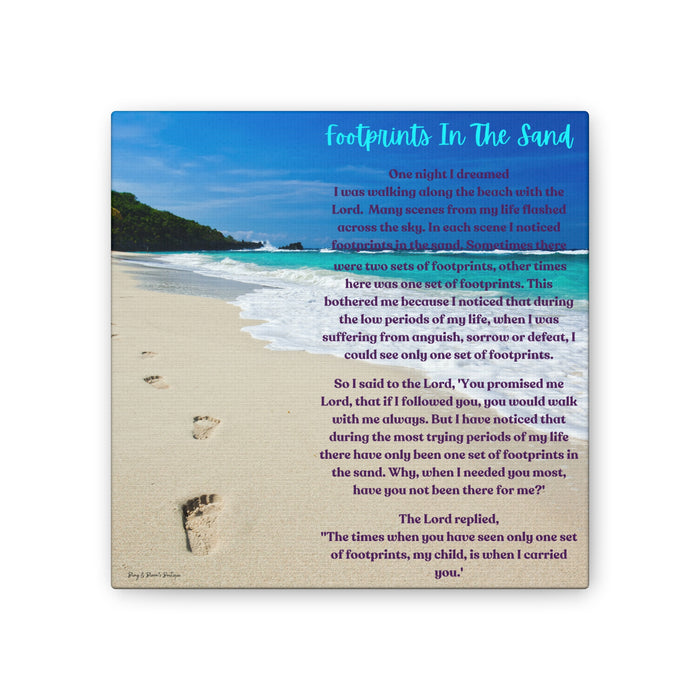 Footprints 8 x 8 Canvas only at Bling & Bloom's Boutique | Wall Decor Stretched, 0.75" | Footprints in The Sand