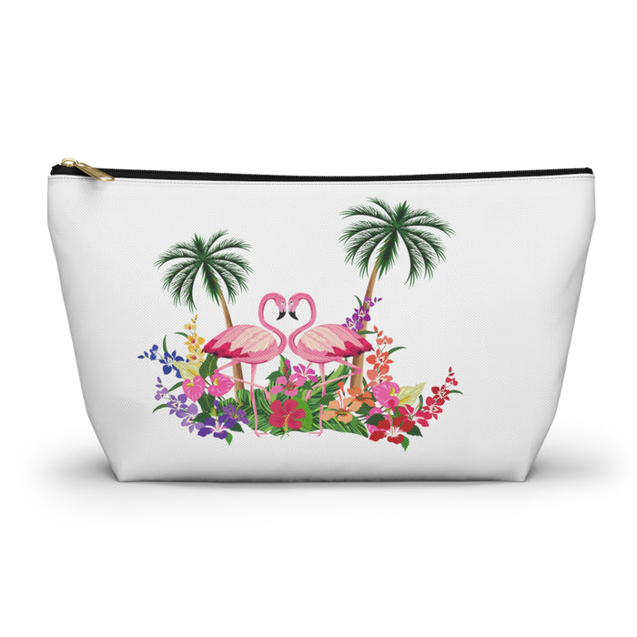 Pink Flamingo Accessory Pouch w T-bottom Bags Bling & Bloom's Boutique Our Pink Flamingo t-bottom pouches can be used for pretty much anything. They make excellent pencil cases and cosmetic travel bags. They are constructed from a durab