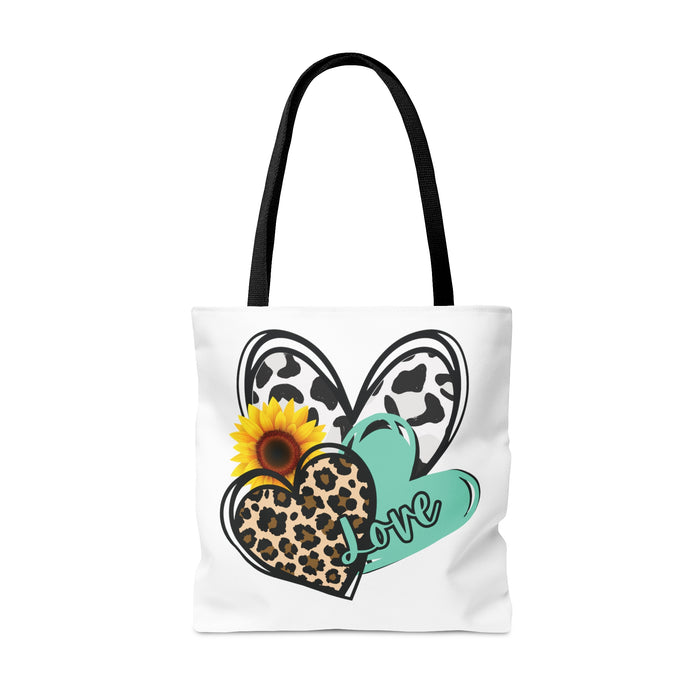 Triple Heart Tote Bag only at Bling & Bloom's Boutique | Cow Print Hea Tote Bags & Cosmetic Bags Bling & Bloom's Boutique This practical, high-quality Triple Heart Tote Bag is available in three sizes. All-over print provides comfort with style at the beach or out of town. Made from rel