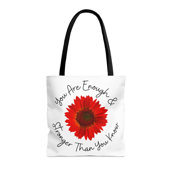 You Are Enough Tote Bag | Women's Inspirational Shoulder Bag | Stronge Bags Bling & Bloom's Boutique This practical, high-quality Inspirational You Are Enough Tote Bag is available in three sizes. All-over print provides comfort with style at the beach or out of tow