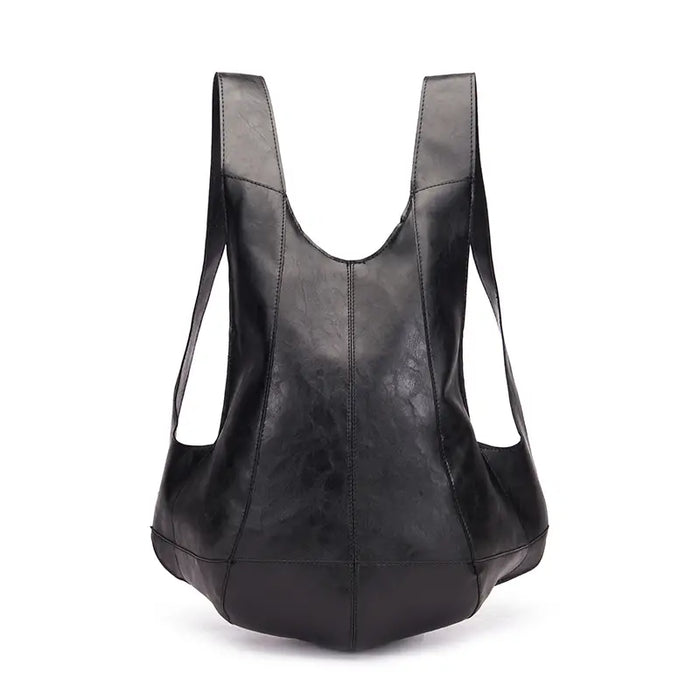 Casual Minimalist Faux Leather Backpack