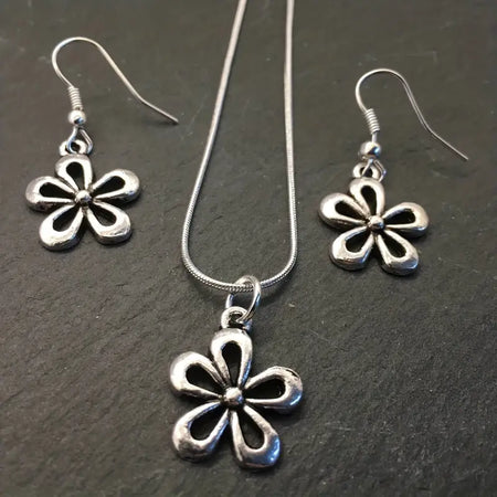 Flower Earrings & Necklace