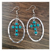 Western Turquoise Cross Earrings only at Bling & Bloom's Boutique | Co Earrings Bling & Bloom's Boutique Western Turquoise Cross Earrings For a daring look that will make a lasting impression, add these Western Turquoise Cross Earrings to your wardrobe! Stand out and ma