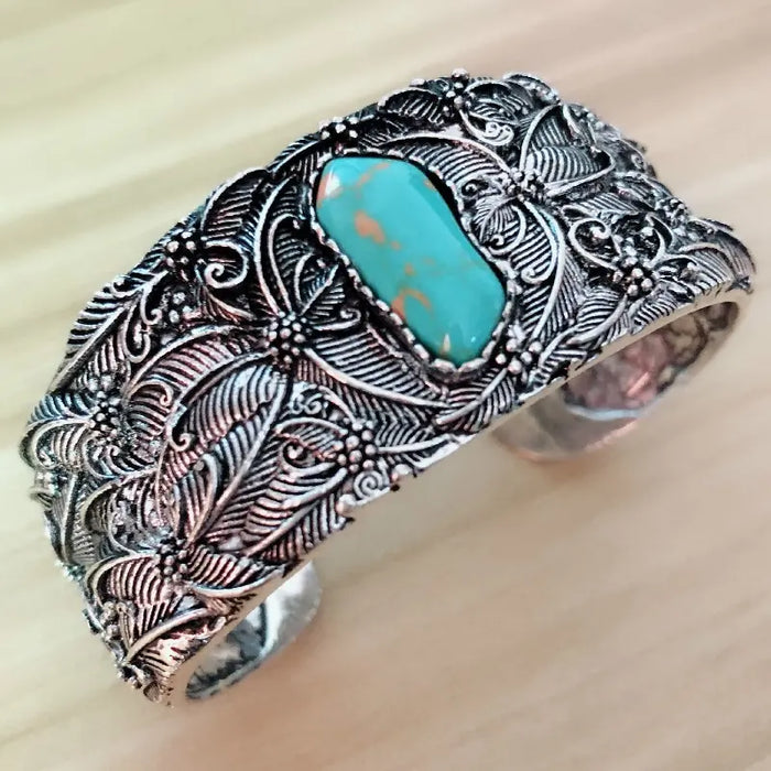 Vintage Turquoise Cuff Bracelet only at Bling & Bloom's Boutique | Tur Bracelets Bling & Bloom's Boutique Vintage Turquoise Cuff Bangle Bracelet A timeless piece that adds a special touch to any outfit. Elevate your wardrobe and make a statement with this gorgeous bracel