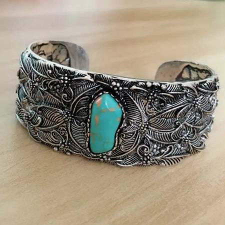 Vintage Turquoise Cuff Bracelet only at Bling & Bloom's Boutique | Tur Bracelets Bling & Bloom's Boutique Vintage Turquoise Cuff Bangle Bracelet A timeless piece that adds a special touch to any outfit. Elevate your wardrobe and make a statement with this gorgeous bracel