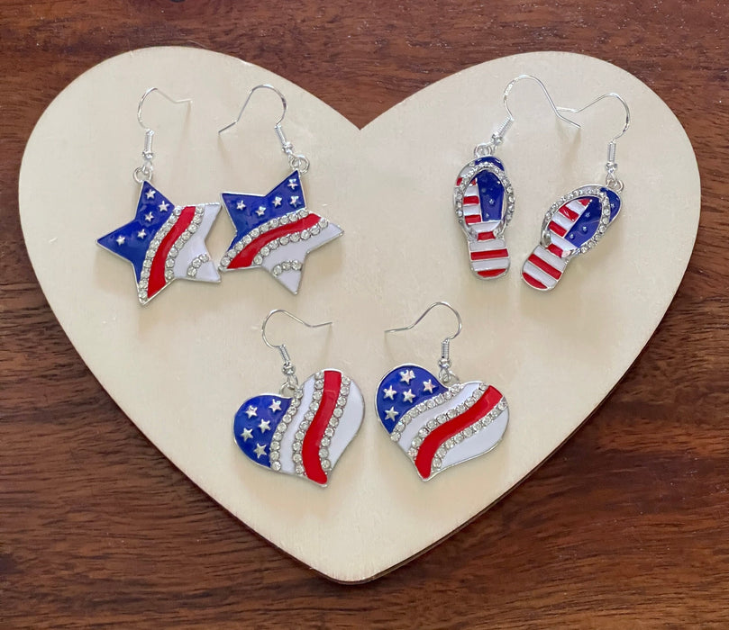 Red White Blue Earrings | American Flag Earrings | Patriotic Earrings | Bling Jewelry | Gifts for Her | Holiday Charms | Dangle Earrings - Premium Earrings from My Store - Just $16.99! Shop now at Bling & Bloom's Boutique