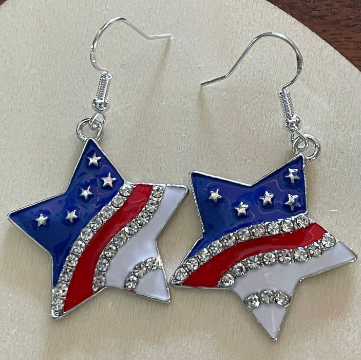 Red White Blue Earrings | American Flag Earrings | Patriotic Earrings | Bling Jewelry | Gifts for Her | Holiday Charms | Dangle Earrings - Premium Earrings from My Store - Just $16.99! Shop now at Bling & Bloom's Boutique