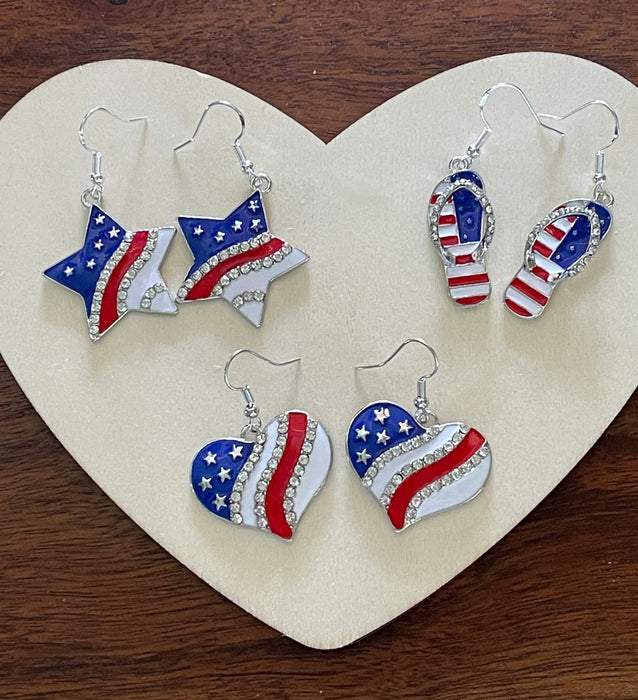 Red White Blue Earrings | American Flag Earrings | Patriotic Earrings | Bling Jewelry | Gifts for Her | Holiday Charms | Dangle Earrings - Premium Earrings from My Store - Just $16.99! Shop now at Bling & Bloom's Boutique