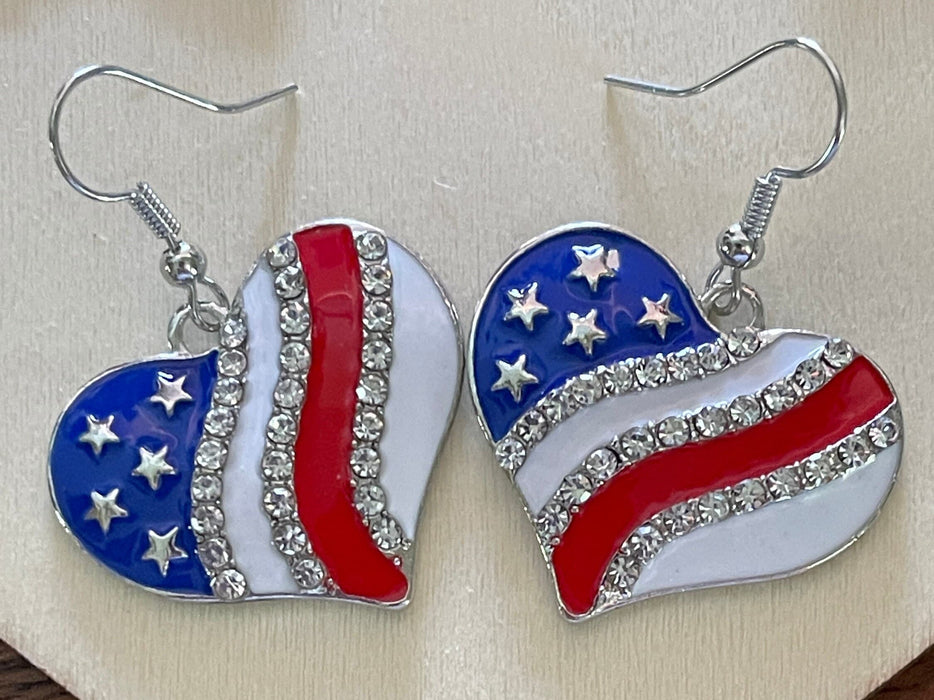 Red White Blue Earrings | American Flag Earrings | Patriotic Earrings | Bling Jewelry | Gifts for Her | Holiday Charms | Dangle Earrings - Premium Earrings from My Store - Just $16.99! Shop now at Bling & Bloom's Boutique